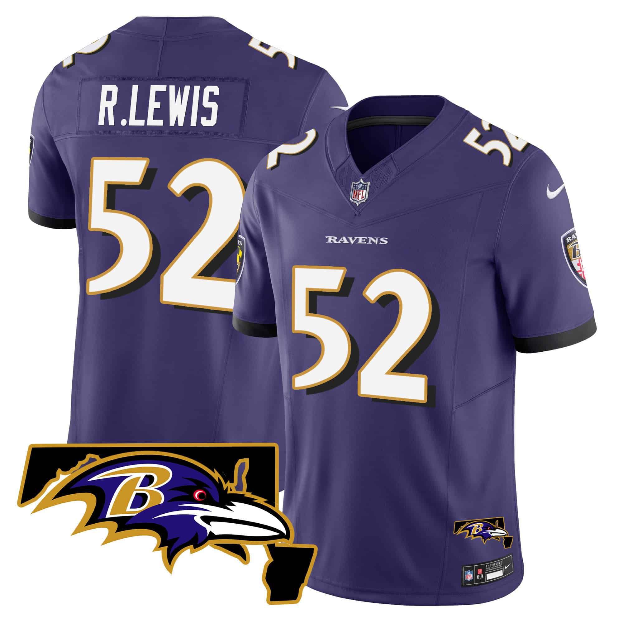 Men Baltimore Ravens #52 R.Lewis Purple 2024 Nike Maryland Patch Vapor Limited NFL Jersey style 1->indianapolis colts->NFL Jersey